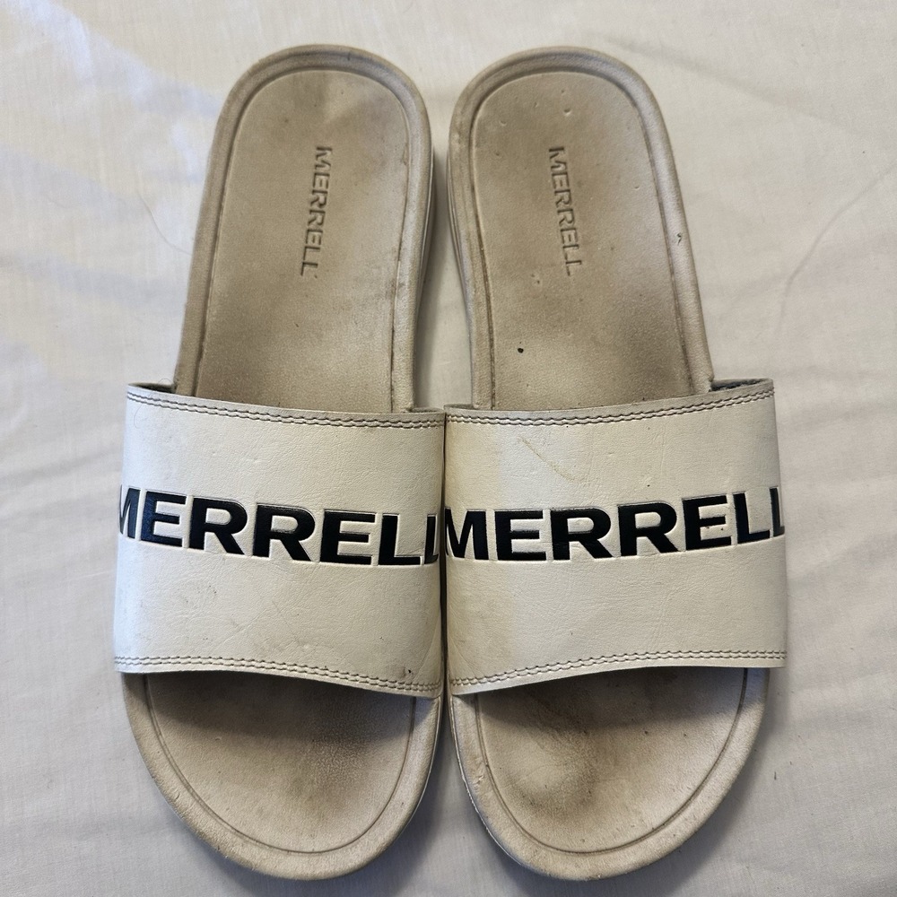 Merrell‎ Cortland Slide Sandal White with Blue Logo Men's Size 11